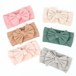 Baby Kids Solid Colour Bowknots Headbands Party Hair Accessories Handmade Children Elastic Hairbands Fashion Headwear