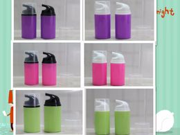 50ML 1.7oz green/pink/purple airless bottle white/black pump for lotion/emulsion/serum/foundation/cream/essence/skin care