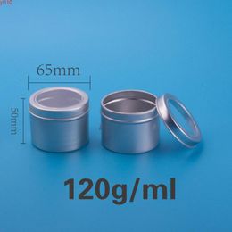 120ml Cosmetic Cream Sample Jar With Window Pot Tin Container Metal Aluminium Round Cans Box 30pcs/lotgoods