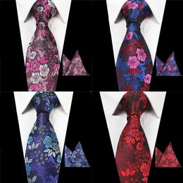 Bow Ties RBOCO2PCS Floral And Hanky Sets Silk Jacquard Woven For Men Wedding Party Tie Set Men's Neck 7cm Corbatas