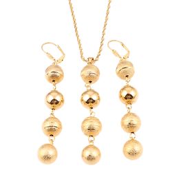 Frosted Beads Pendant Necklaces Earrings For Women Yonth Teenage Girls Gold Round Balls Jewellery Sets Party Gifts