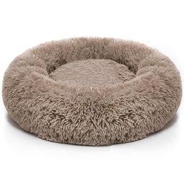 Warm Fleece Round Lounger Cushion For Small Medium Large Dogs Cat Winter Dog Kennel Puppy Mat Pet Bed 201223
