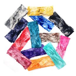 2020 13 Colors Fashion Women Tie Dyed Headbands Outdoor Sports Yoga Cross Hairbands Girls Elastic Turban Headwrap Hair Accessories