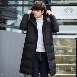 2020 Winter New Men's Down Jacket Ultralight Duck Down Warm Coat Black Long Thick Hooded Jacket Male Windproof Overcoat Parka LJ201009