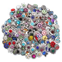 Fashion Mini Rhinestone Snap Button Jewellery Components 12mm Metal Snaps Buttons Fit Earrings Bracelet Bangle Noosa MIX001