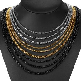 Chains 2-5mm Wide Box Link Chain Necklace For Men Women Never Fade Tone Stainless Steel Square Rolo Round Choker Collar Trend Jewellery
