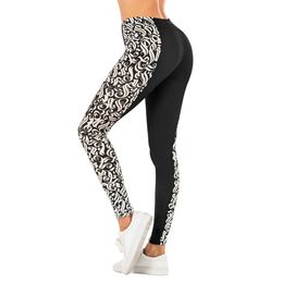 Fashion Woman Pants Sexy Women Legging Black Symbol Stitching Printing Fitness leggins Slim legins Soft and stretchy Leggings 201014