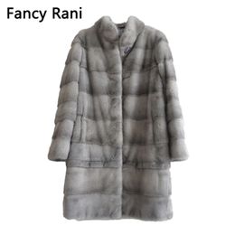 Real Natural Mink Fur Coat Women Winter Long Jacket Detachable Sleeve Adjustable Clothes Length Customized 211220