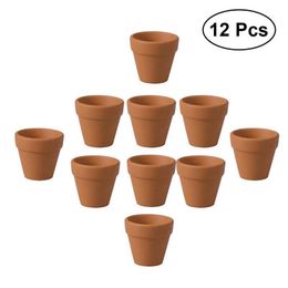 12Pcs 3x3cm Small Terracotta Pot Clay Ceramic Pottery Planter Cactus Flower Pots Succulent Nursery Pots Great for Plants Crafts Y200709