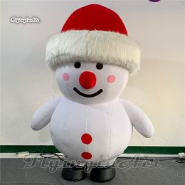 White Wearable Chubby Inflatable Snowman Costume Funny Christmas Clothing Walking Blow Up Snowman Suits For Winter Promotion Events