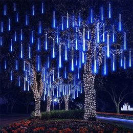 8 Tubes Led Fairy Lights Christmas String Lights Street Garland Outdoor Festoon Curtain Halloween Decoration Meteor Shower Light Y201006