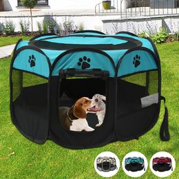 Portable Pet Dog Playpen Tent Crate Room Folding Pet Big Tent Dog House Cage Puppy Kennel Durable Outdoor Octagon Fence Pet Home 201130