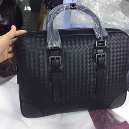 2024 New Arrival Designer Hand-Knitted Briefcases | High-Quality Genuine Leather Business Laptop Bags for Men