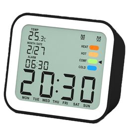 Battery Operated Electronic Desk Alarm Clock with Backlight and Snooze, Travel Clock with temperature and Calendar 201118