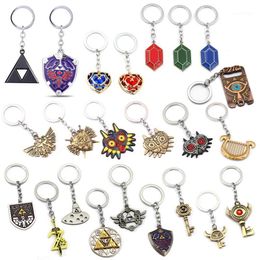 zelda bag UK - Game Legend Zelda Keychain Majora Mask Breath Wild Eye Heart Alloy Pendant Key Chains Bag Key Holder Men Jewelry Gifts llaveros1