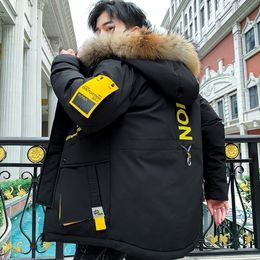 New Winter Jacket Men Padded Parka Man Winter Coat Artificial Fur Big Pockets Short Thick Parkas Snowjacket Plus Size 201126