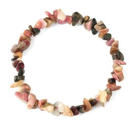 Colourful Tourmaline Bracelets Natural Stone Bracelet Women Chipped Gravel Beads Elastic Reiki Jewellery Christmas Gift