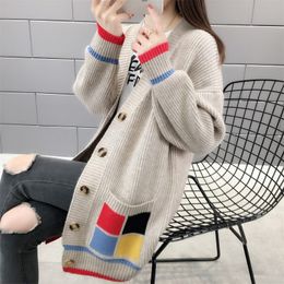 Long Cardigan Sweater Winter Jacket Women Autumn Fashion Female Basic Loose Blue Plus Size Jumper Elasticity Thick Warm Knit 201029