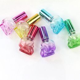 8ml Mini Empty Portable Travel Refillable Bottles Skull Shape Glass Perfume Bottles Sample Parfume Bottle 7Colors