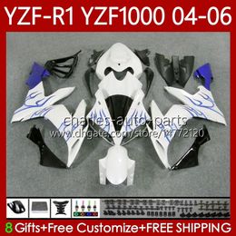 Bodywork Kit For YAMAHA YZF R 1 1000 CC YZF1000 YZF-R1 2004 2005 2006 OEM Body 89No.98 YZF R1 1000CC 2004-2006 YZF-1000 Blue flames YZFR1 04 05 06 Motorcycle Fairing