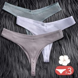 Women Soft 3PCS/Set Cotton Panties Comfortable Underwear Female Solid Color Underpants Thong Pantys Lingerie Sexy Fit Design 220311