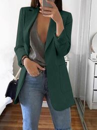 Women Blazer Casual Long Sleeve Blazers Plus Size Office Lady Suit Jacket OL Turn-down Collar Woman Coat Cardigan Formal Blazers 201201