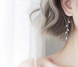 10pair 925 Silver Plated Crystal Leaf Tassel Drop Earrings For Women Wedding Fashion Jewelry Gift new