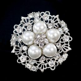 Pearl brooch Gold crystal flower brooches scarf buckle dress Business suit Tops corsage pins fior women Wedding party fashion Jewellery gift will and sandy