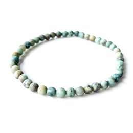 MG0154 New Design Matte African Turquoise Bracelet 4 mm Stone Beads Bracelet Mini Gemstone Energy Jewelry