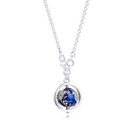 CKK Blue Earth And Moon Necklace Choker Pendant Colgantes Chakra Collares Pingente 925 Sterling Silver Women Jewelry Q0531