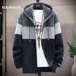 winter Men's high quality Knitted thicken Mens Coats Hood Male Sweater Casual Keep warm Male Cardigan Sweaters Men 201104