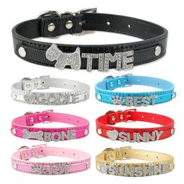 2021 Personalized Dog collar DIY Name Snake Leather Pet Collars for 10mm letters 7 colors