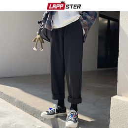 LAPPSTER Men Harajuku Harem Pants 2020 Summer Overalls Mens Wide Leg Cargo Pants Male Korean Fashions Armygreen Black Trousers LJ201007