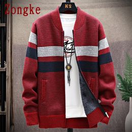 Zongke Thick Striped Mens Cardigan Knitted Top Autumn Winter Sweater Men Coats Casual Warm Clothing Autumn New M-3XL 201118