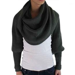 Shawls Europe And American Style Winter Wool Scarves For Men Women With Sleeves Knitted Scarf Thick Warm High-End Fashion1