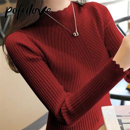 Trending Sweater Mulheres Moda Outono Inverno de Manga Longa Turtleneck Knitwear Top Femme Coreano Casual Pullover 211221