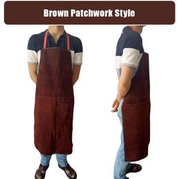 Professional Welding Apron Leather Cowhide Protect Cloths Carpenter Blacksmith Garden Clothing Working Apron 220218