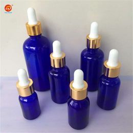 Dropper Bottles 10ml 15ml 20ml 30ml 50ml 100ml Glass with Pipette Empty Blue Perfumes Liquid Jars 24pcs