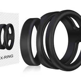 Nxy Cockrings Male Silicone Dual Cock Ring Delay Premature Ejaculation Dick Lock Rings Sex Goods for Men Couple Penisring Toys Adults 18 0215