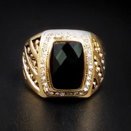 Heiße Mode Kreative Men18k Gold Ringe Vintage Schwarz Edelsteine Ringe Schmuck Werbegeschenke Großhandel Kostenloser Versand