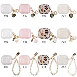 Luxury Shell Pearl Bracelet Jewellery Keychain Cover Headset Accessories Soft TPU Candy Colour Case for AirPods 1 2 3 Pro Wireless Bluetooth Earphone Protective Bag