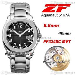 ZF 5167/1A-001 324SC 324CS A324 Automatic Mens Watch Steel Black Texture Dial Stainless Steel Bracelet Super Edition 2022Puretime K12