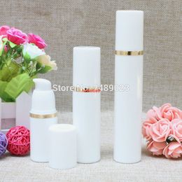 50ml White Airless Vacuum Pump Lotion Bottle With Gold Line Used For Cosmetic Container Refillable Bottles 100pcs/lotpls order