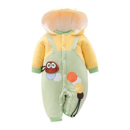 Toddler Baby Boys Girls Clothes Autumn Winter Cartoon Babys Rompers Hooded Newborn jumpsuits infant clothing kids outerwear 201028