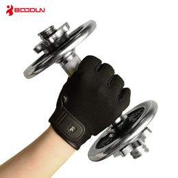 Boodun Gym Gloves Fitness Men Leather Outdoors Sports Weight Lifting Gloves Men Bodybuilding Fitness Exercise Women Gloves S-XL Q0107