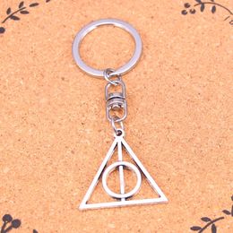 Fashion Keychain 32mm deathly hallows Pendants DIY Jewelry Car Key Chain Ring Holder Souvenir For Gift