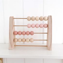 Natural Wooden Abacus With Beads Kids Room Desktop Decor Baby Early Learning Eonal Toys Girl Boy Craft Ornament Gifts 220309