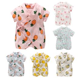 Summer Cute Baby Girl Romper Clothes Cartoon Cotton Fruit Infant Kimono Rompers Toddler bebe Clothing Infant Jumpsuit 3-18M 201027