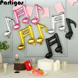 10pcs colorful Music Double notes balloon high school party festa birthday musical notes foil BALLOONS NEON event party supplies Y0107