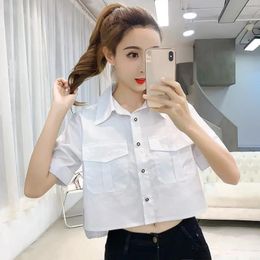 Women's T-Shirt White With Black Letter Embroidery Short Sleeve Loose Top Blouse Female